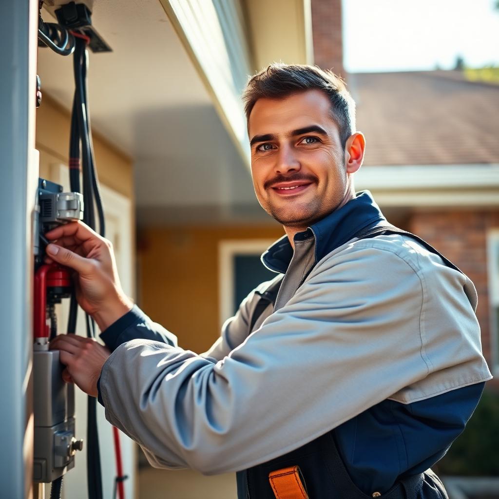 Professional tradesperson on a residential job site